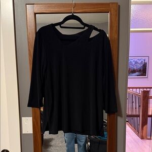 Sympli Black Long Sleeve Top with Cut-Out Design